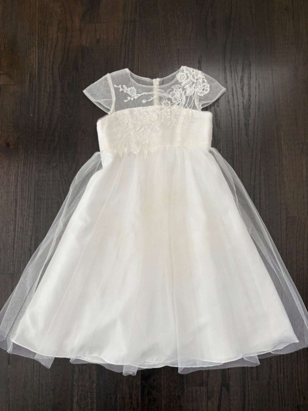 DAVID’S BRIDAL flower girl dress lace detail size 8 - Picture 1 of 8
